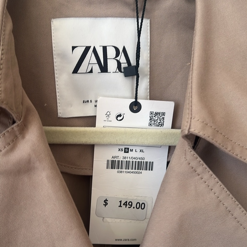 NWT Zara Belted Oversized Trench Coat Sz S - Picture 7 of 12